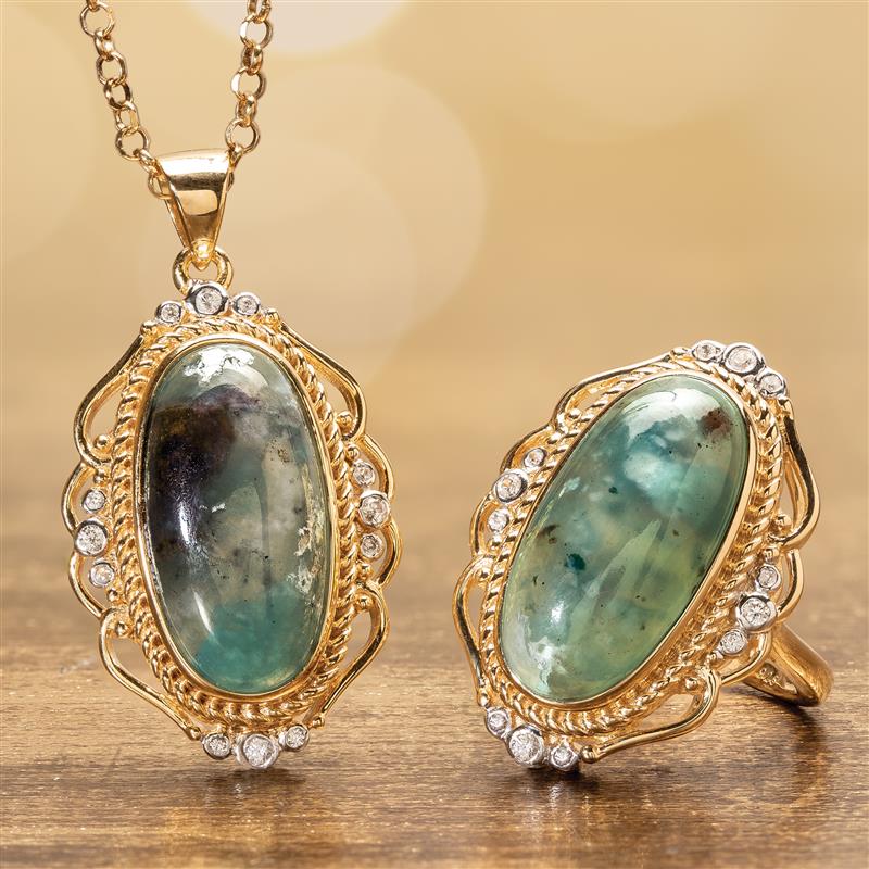 Endless Wonder Aquaprase Pendant, Chain & Ring